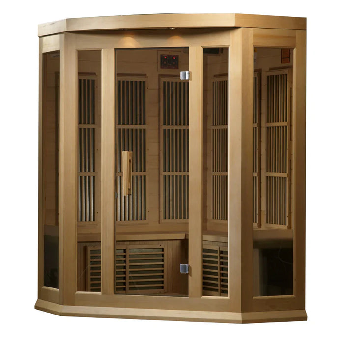 Maxxus 3-Person Corner Low EMF FAR Indoor Infrared Sauna + Red Light Therapy | MX-K356-01
