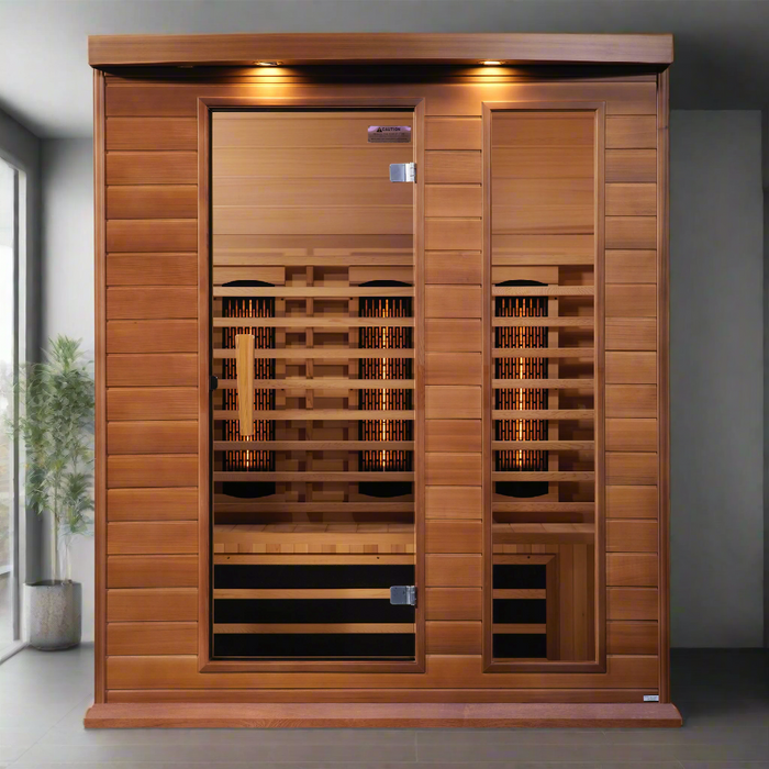 Maxxus 3-Person Near Zero EMF Full Spectrum Indoor Infrared Sauna + Red Light Therapy | MX-M306-01-FS-CED
