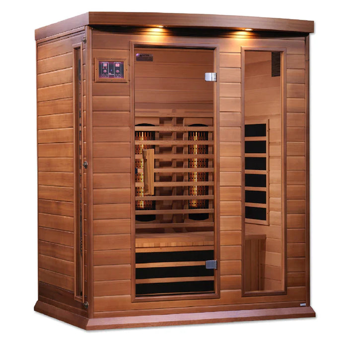 Maxxus 3-Person Near Zero EMF Full Spectrum Indoor Infrared Sauna + Red Light Therapy | MX-M306-01-FS-CED