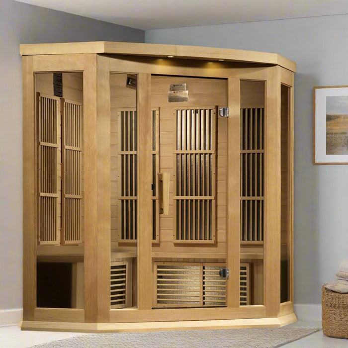 Maxxus 3-Person Corner Near Zero EMF FAR Indoor Infrared Sauna + Red Light Therapy | MX-K356-01-ZF