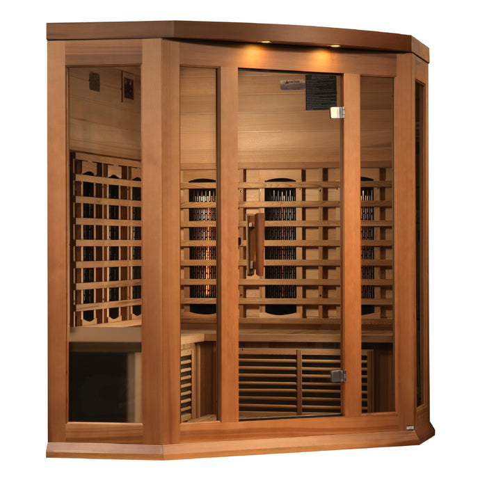 Maxxus 3-Person Corner Full Spectrum Near Zero EMF Indoor Infrared Sauna + Red Light Therapy | MX-M356-01-FS CED