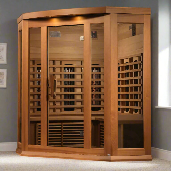 Maxxus 3-Person Corner Full Spectrum Near Zero EMF Indoor Infrared Sauna + Red Light Therapy | MX-M356-01-FS CED