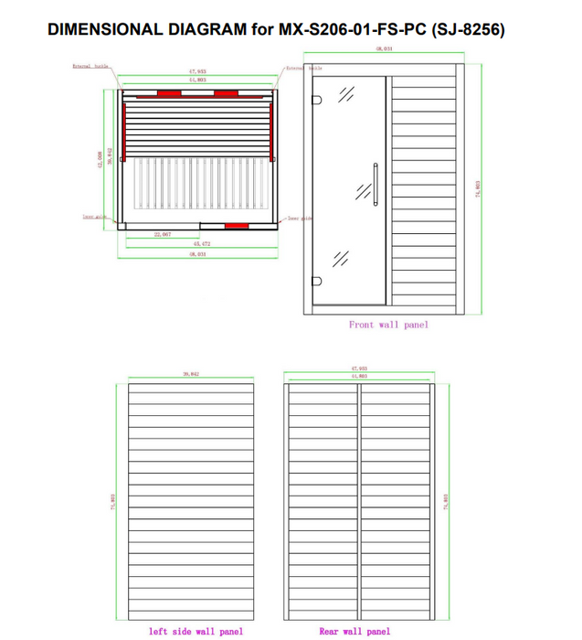 Maxxus S-Line 2-Person Low EMF FAR Indoor Infrared Sauna + Red Light Therapy | MX-S206-01