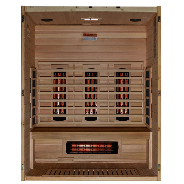 Maxxus S-Line 3-Person Full Spectrum Near Zero EMF Indoor Infrared Sauna + Red Light Therapy | MX-S306-01-FS-PC
