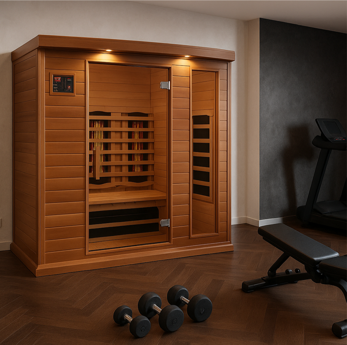 Maxxus 3-Person Near Zero EMF Full Spectrum Indoor Infrared Sauna + Red Light Therapy | MX-M306-01-FS-CED