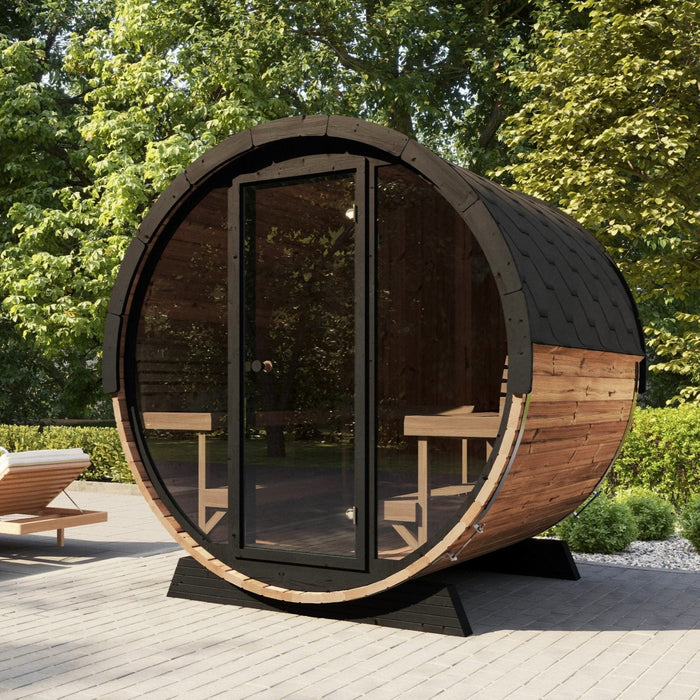 SaunaLife 4 Person 6' Long Outdoor Traditional Barrel Sauna | Ergo Model EE8G