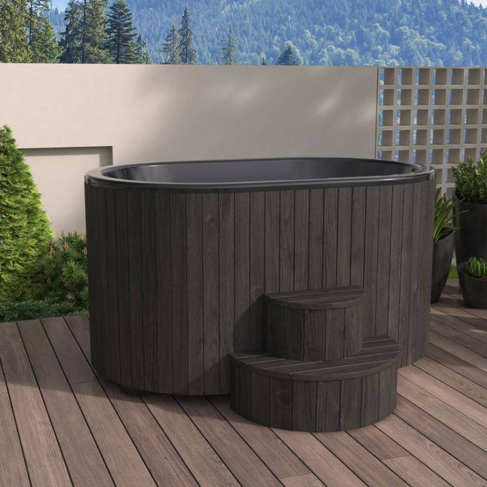 SaunaLife 2-Person Black Thermo-Pine Cold/Hot Plunge Tub w/ Water Chiller/Heater | Model S2B