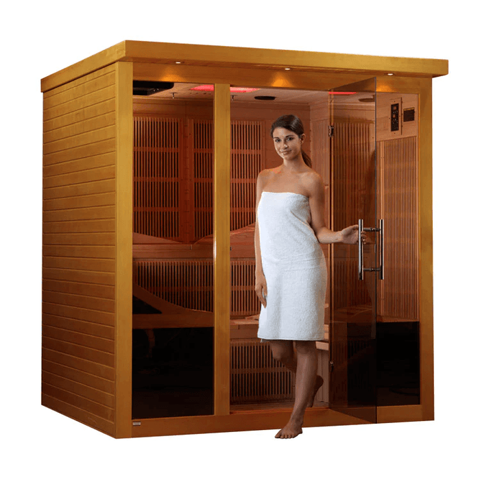 Dynamic Monaco Elite 6-person Ultra Low EMF FAR Indoor Infrared Sauna + Red Light Therapy | DYN-6996-01 Elite