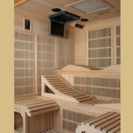 Dynamic Monaco Elite 6-person Ultra Low EMF FAR Indoor Infrared Sauna + Red Light Therapy | DYN-6996-01 Elite