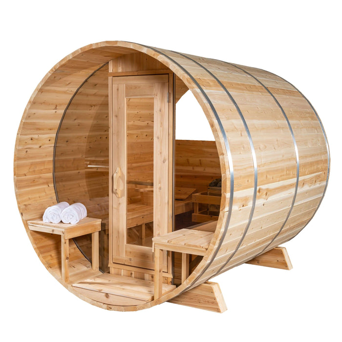 Dundalk Leisurecraft Canadian Timber 6 Person Tranquility MP Outdoor Traditional Barrel Sauna | CTC2345MP