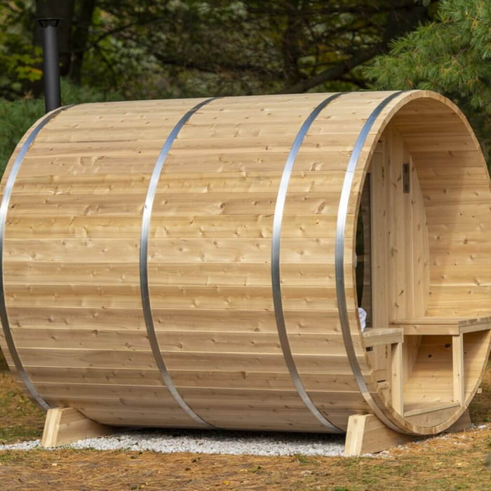 Dundalk Leisurecraft Canadian Timber 4 Person Serenity Outdoor Traditional Barrel Sauna | CTC2245W