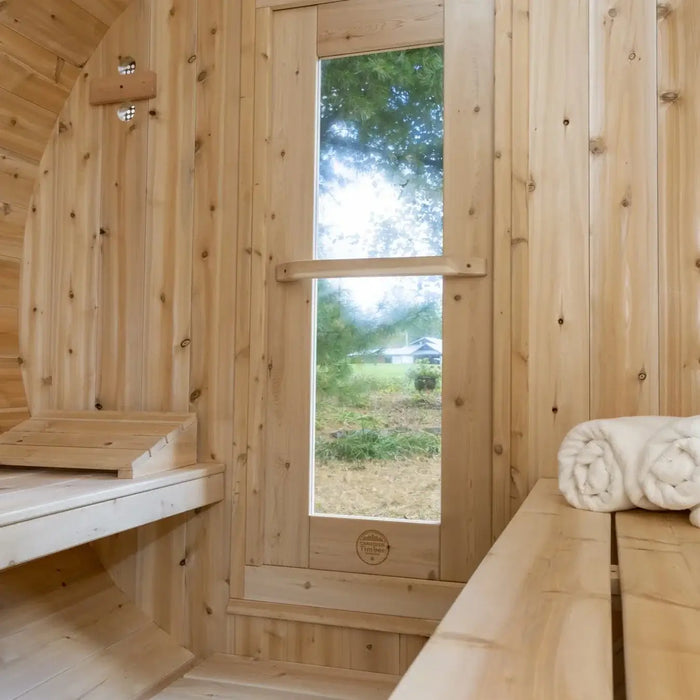 Dundalk Leisurecraft Canadian Timber 4 Person Serenity Outdoor Traditional Barrel Sauna | CTC2245W