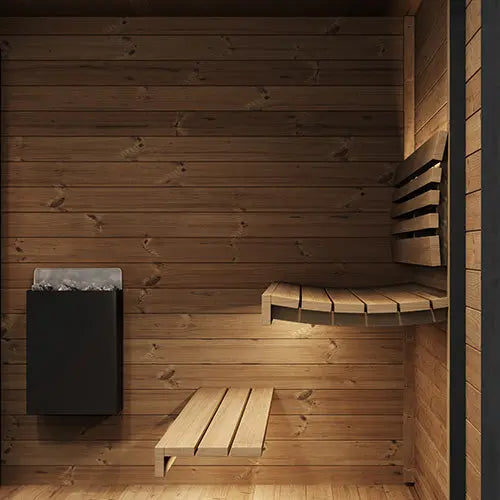 SaunaLife 6 Person GL6 Glass Corner Outdoor Traditional Sauna Saunalife