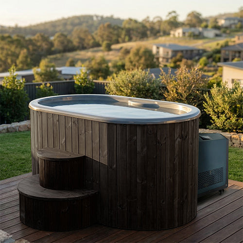 SaunaLife 2-Person Black Thermo-Pine Cold/Hot Plunge Tub w/ Water Chiller/Heater | Model S2B