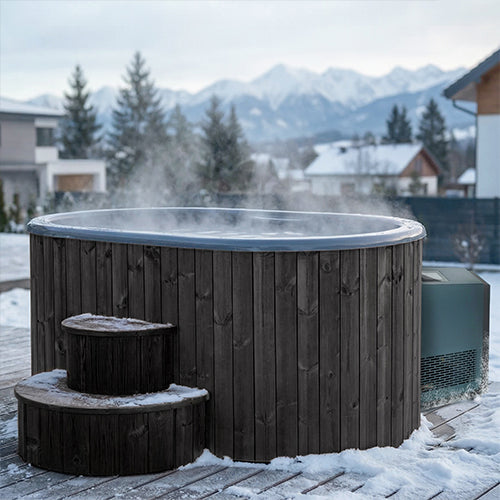 SaunaLife 2-Person Black Thermo-Pine Cold/Hot Plunge Tub w/ Water Chiller/Heater | Model S2B