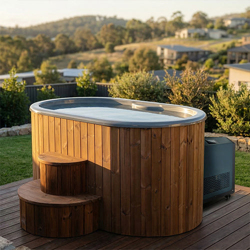 SaunaLife 2-Person Thermo-Pine Cold/Hot Plunge Tub w/ Water Chiller/Heater | Model S2N