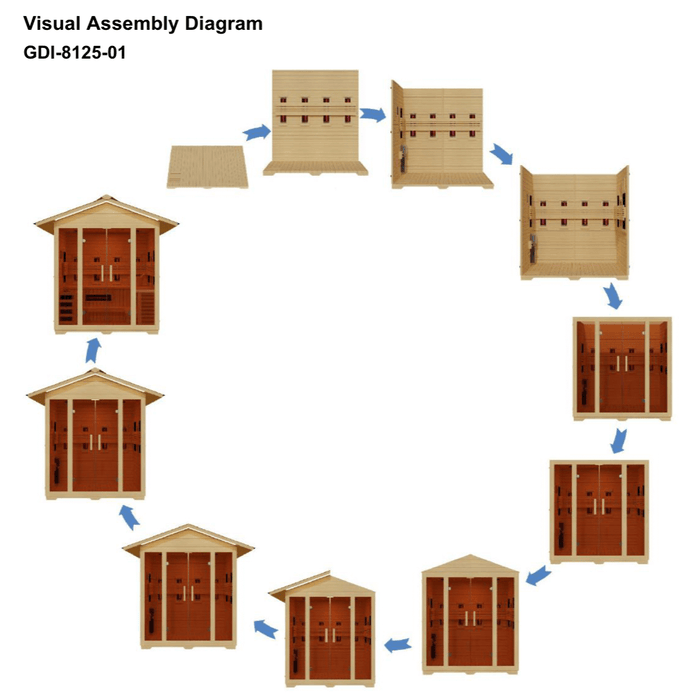 Golden Designs Gargellen 5-Person Hybrid Outdoor Sauna w/ Full Spectrum Infrared & Harvia Traditional Electric Heater Kit + Red Light Therapy | GDI‐8125‐01