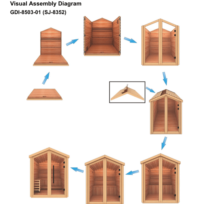 Golden Designs Kaarina 6-Person Red Cedar Outdoor Sauna & Harvia Traditional Electric Heater Kit | GDI-8506-02