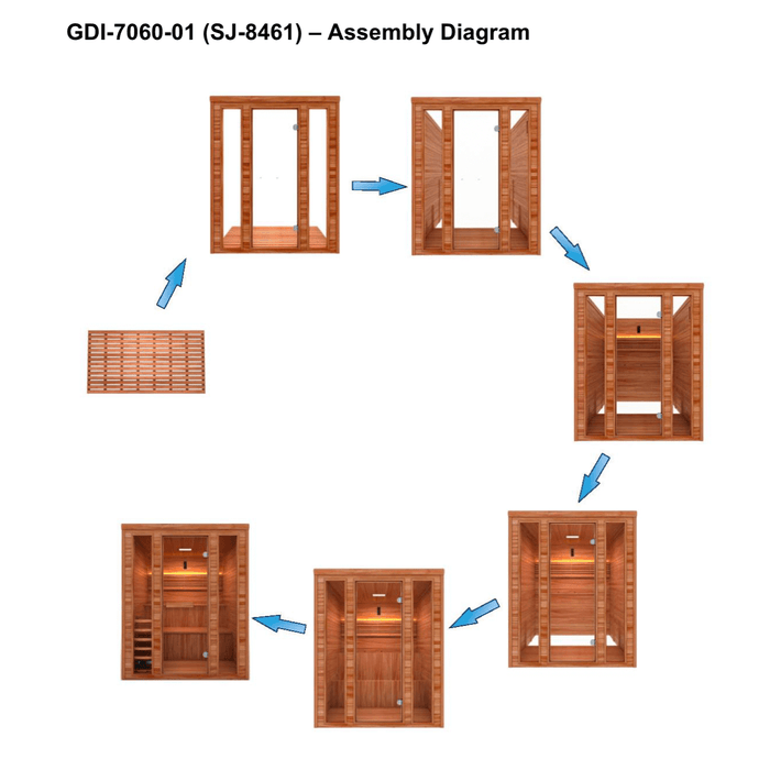 Golden Designs Engelberg 6-Person Indoor Sauna & Harvia Traditional Electric Heater Kit | GDI-7060-01