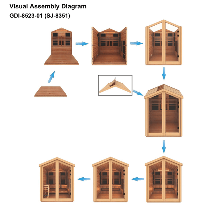Golden Designs Kaskinen 6-Person Hybrid Outdoor Sauna w/ Full Spectrum Infrared & Harvia Traditional Electric Heater Kit | GDI-8526-01