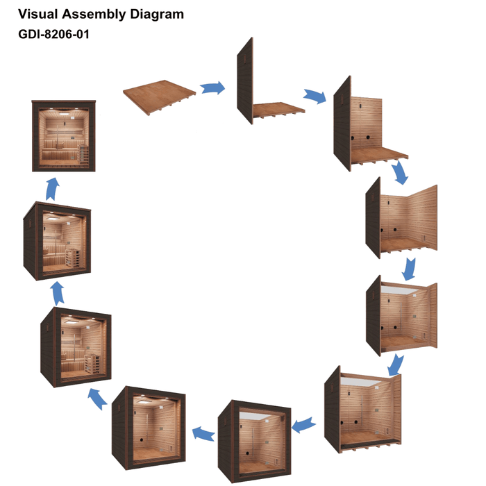 Golden Designs Bergen 6-Person Cedar Outdoor Sauna & Harvia Traditional Electric Heater Kit | GDI-8206-01