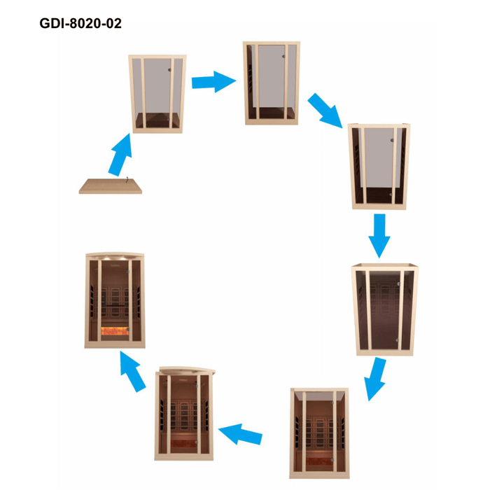 Golden Designs 2-Person Full Spectrum Near Zero EMF Indoor Infrared Sauna + Red Light Therapy & Himalayan Salt Bar | GDI-8020-03
