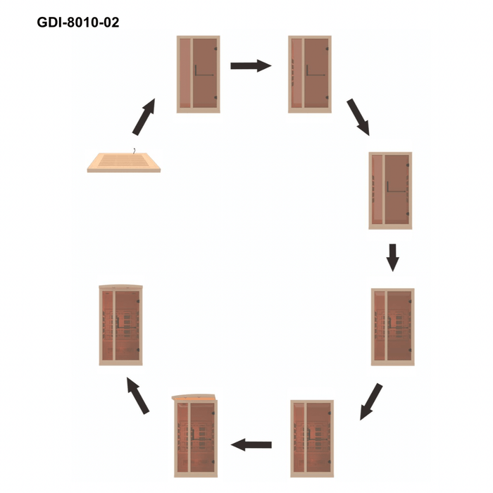 Golden Designs 1-2 Person Full Spectrum Near Zero EMF Indoor Infrared Sauna + Red Light Therapy & Himalayan Salt Bar | GDI-8010-03