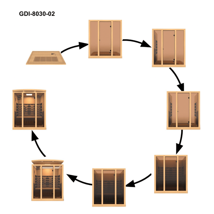 Golden Designs 3-Person Full Spectrum Near Zero EMF Indoor Infrared Sauna + Red Light Therapy & Himalayan Salt Bar | GDI-8030-03