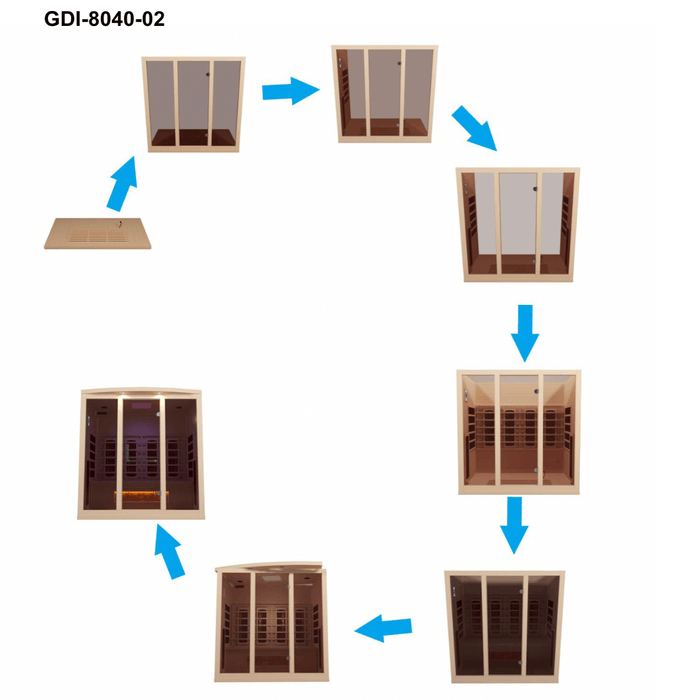 Golden Designs 4-Person Full Spectrum Near Zero EMF Indoor Infrared Sauna + Red Light Therapy & Himalayan Salt Bar | GDI-8040-03