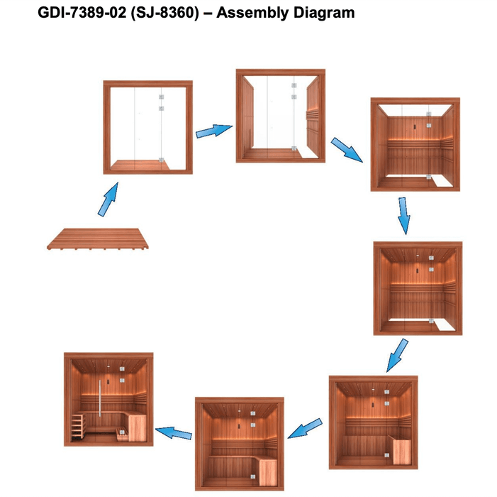 Golden Designs Copenhagen 3-Person Indoor Sauna & Harvia Traditional Electric Heater Kit | GDI-7389-02