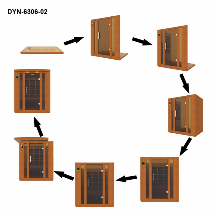 Dynamic Bellagio 3-person Low EMF FAR Indoor Infrared Sauna + Red Light Therapy | DYN-6306-02