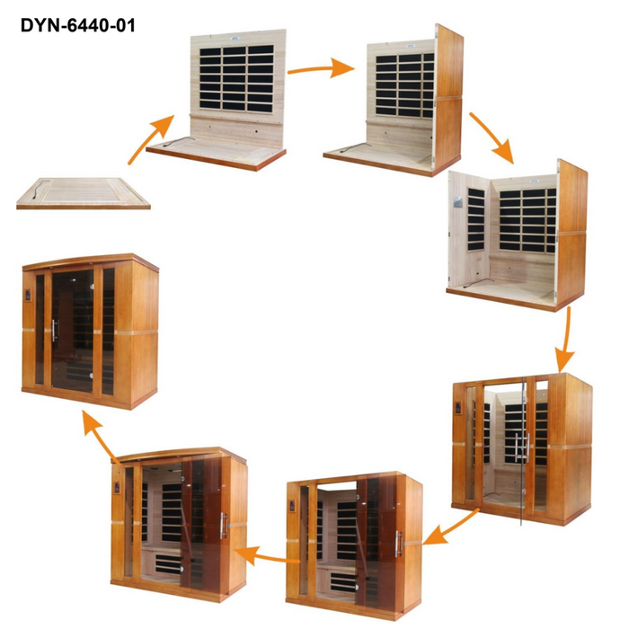Dynamic Bergamo 4-person Low EMF FAR Indoor Infrared Sauna + Red Light Therapy | DYN-6440-01