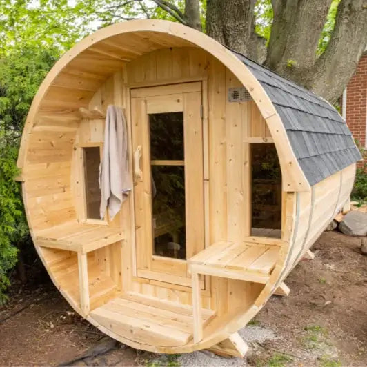 Dundalk Leisurecraft Canadian Timber 6 Person Tranquility Outdoor Traditional Barrel Sauna | CTC2345W