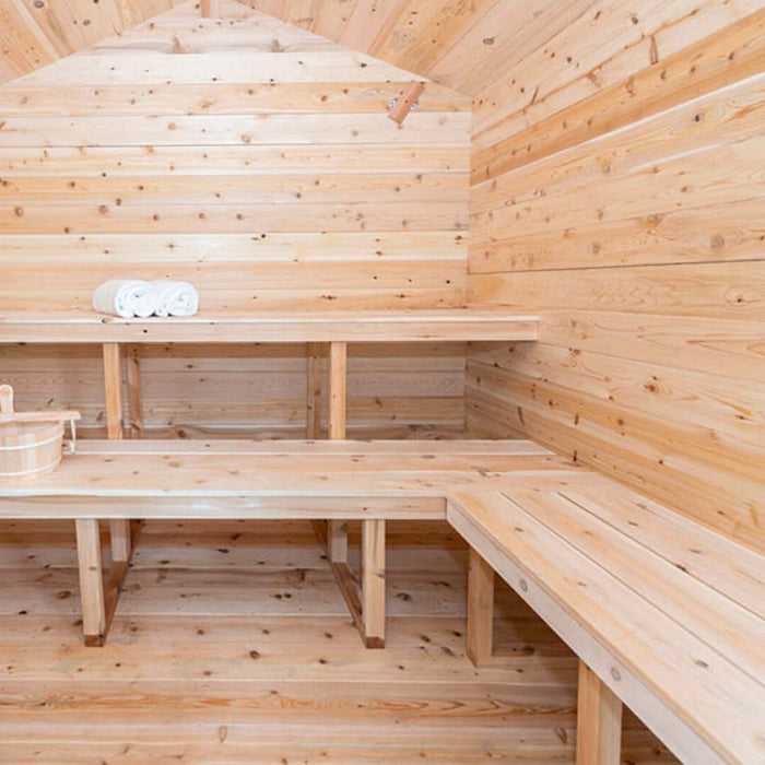 Dundalk Leisurecraft Canadian Timber 6 Person Georgian Outdoor Traditional Cabin Sauna with Changeroom | CTC88CW