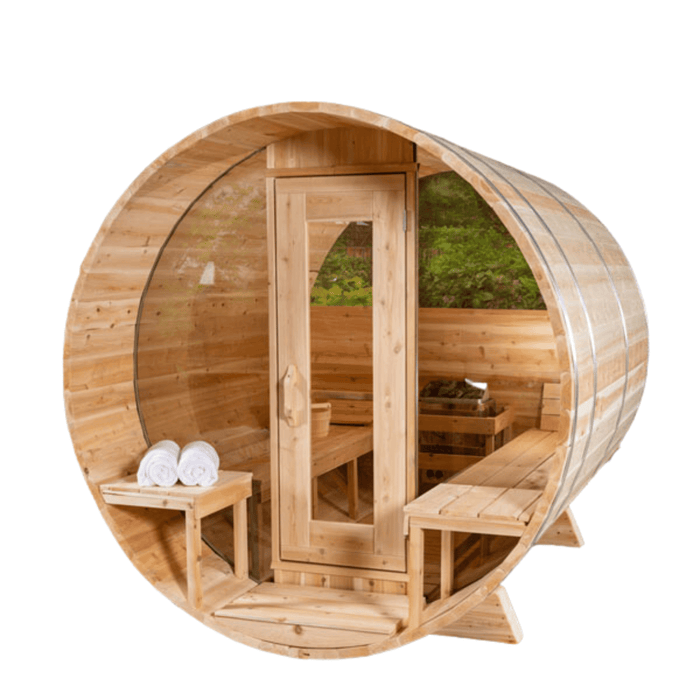 Dundalk Leisurecraft Canadian Timber 4 Person Serenity MP Outdoor Traditional Barrel Sauna | CTC2245MP