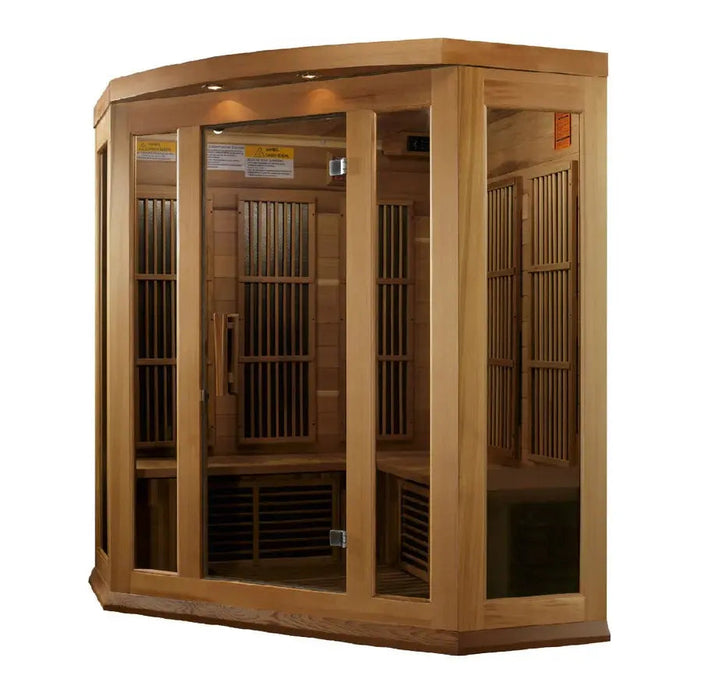 Maxxus 3-Person Avignon Edition Corner Near Zero EMF FAR Infrared Sauna | MX-K356-01-ZF-CED Golden Designs