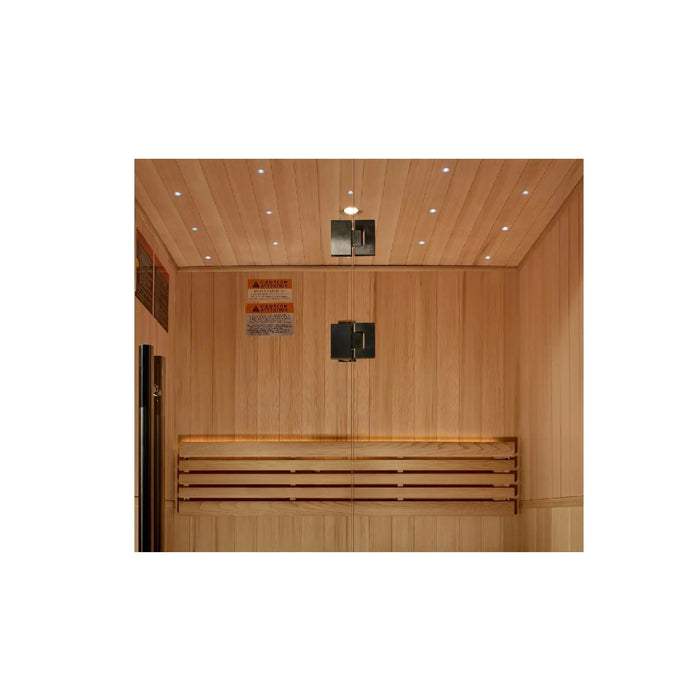 Golden Designs Sundsvall 2-Person Indoor Sauna & Harvia Traditional Electric Heater Kit | GDI-7289-02 Golden Designs