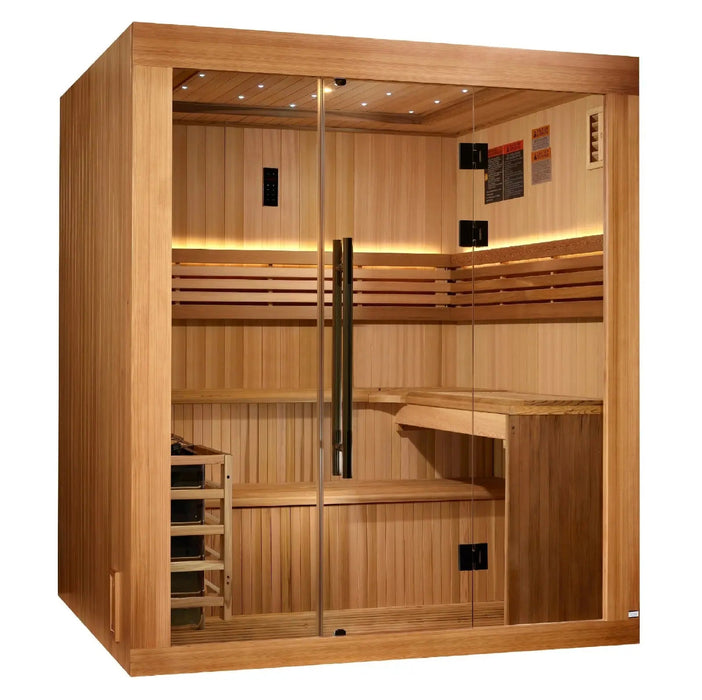 Golden Designs Osla 6-Person Indoor Sauna & Harvia Traditional Electric Heater Kit | GDI-7689-02 Golden Designs