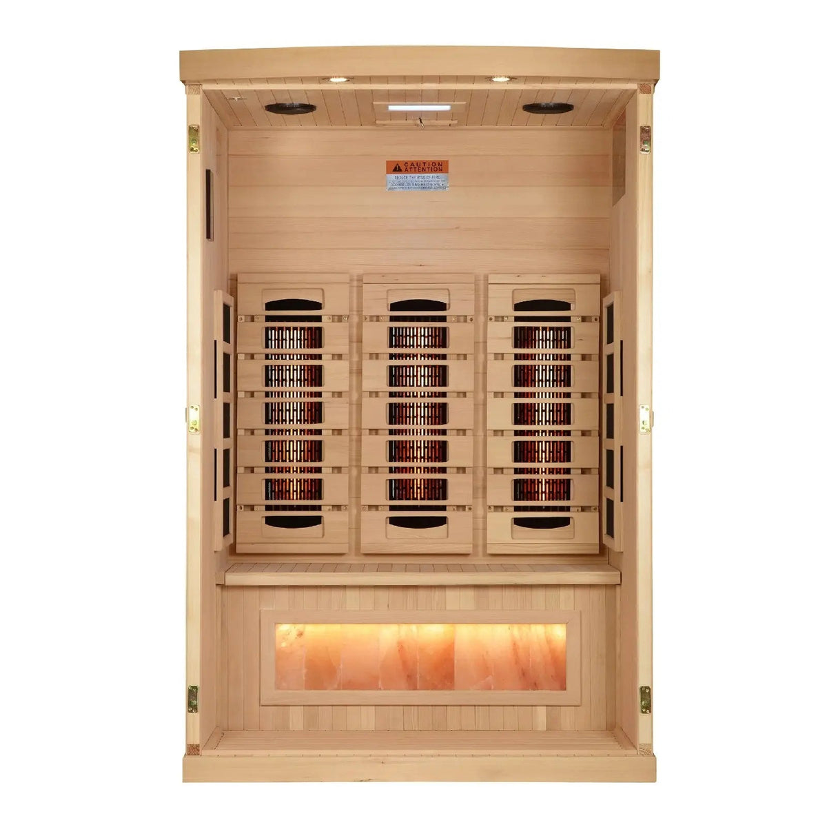 Golden Designs 2025 Reserve Edition 2-Person Full Spectrum PureTech Near Zero EMF Far Infrared Sauna with Himalayan Salt Bar – Canadian Hemlock