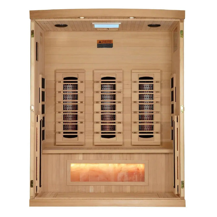 Golden Designs Reserve Edition 3-Person Full Spectrum Near Zero EMF FAR Infrared Sauna with Himalayan Salt Bar | GDI-8030-03 Golden Designs