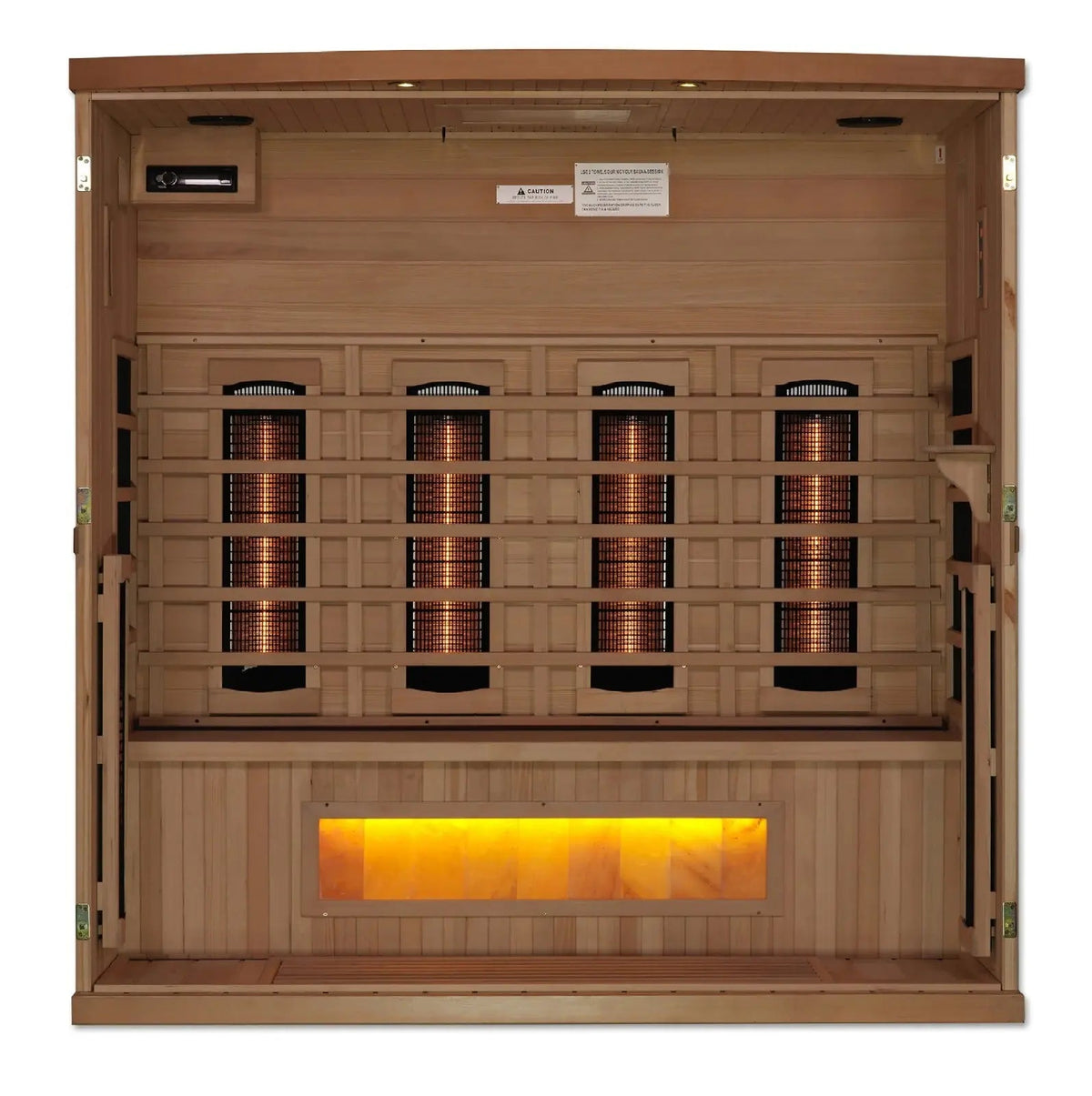 Golden Designs Reserve Edition 4-Person Full Spectrum PureTech Near Zero EMF Far Infrared Sauna with Himalayan Salt Bar – Canadian Hemlock