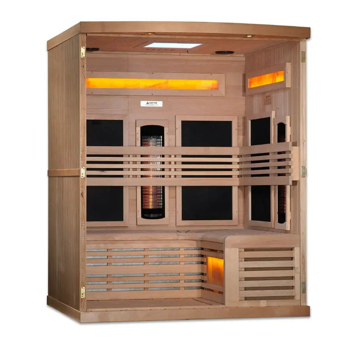 Golden Designs 3-Person Reserve Edition Sauna Full Spectrum with Himalayan Salt Bar | GDI-8230-01 Golden Designs