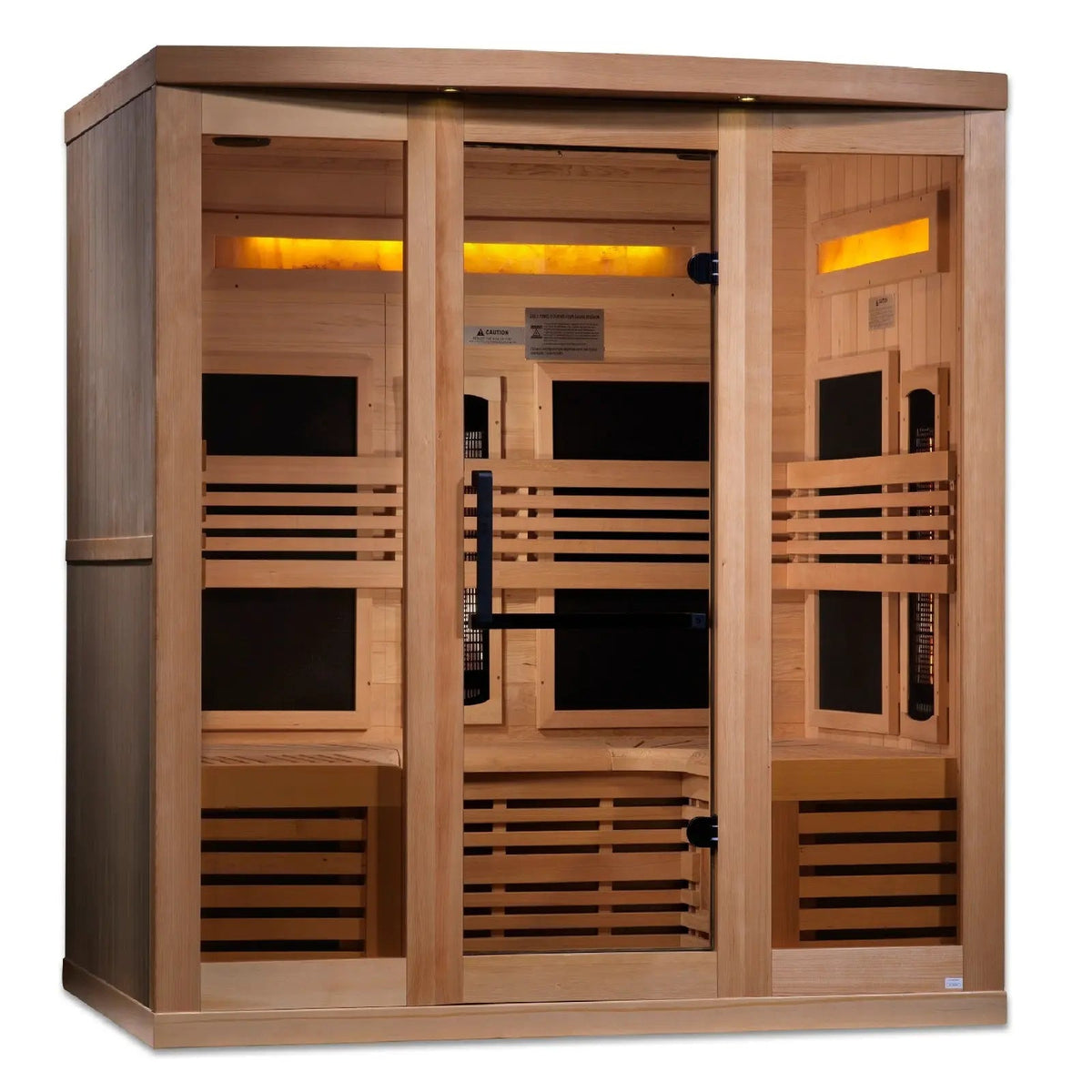 Golden Designs Reserve Edition 6-Person Full Spectrum PureTech Near Zero EMF Far Infrared Sauna with Himalayan Salt Bar – Canadian Hemlock