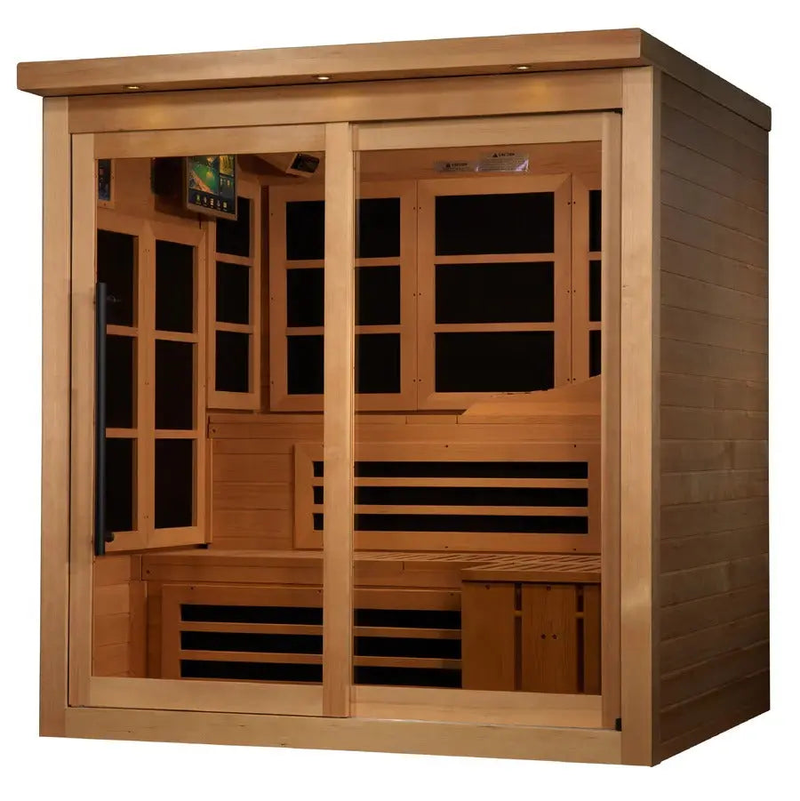 Golden Designs Monaco Limited Edition 6-Person PureTech Near Zero EMF Far Infrared Sauna – Canadian Hemlock