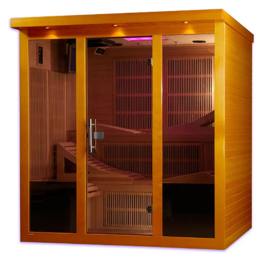 Golden Designs Dynamic Monaco 6-Person Ultra Low EMF Far Infrared Sauna – Canadian Hemlock