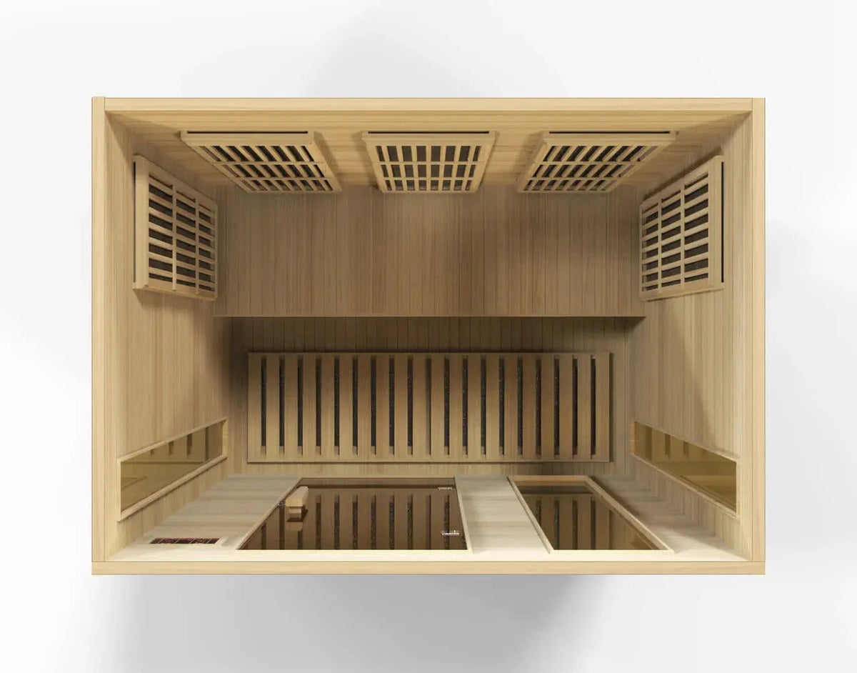 Golden Designs Maxxus 3-Person Low EMF Far Infrared Sauna – Canadian Hemlock