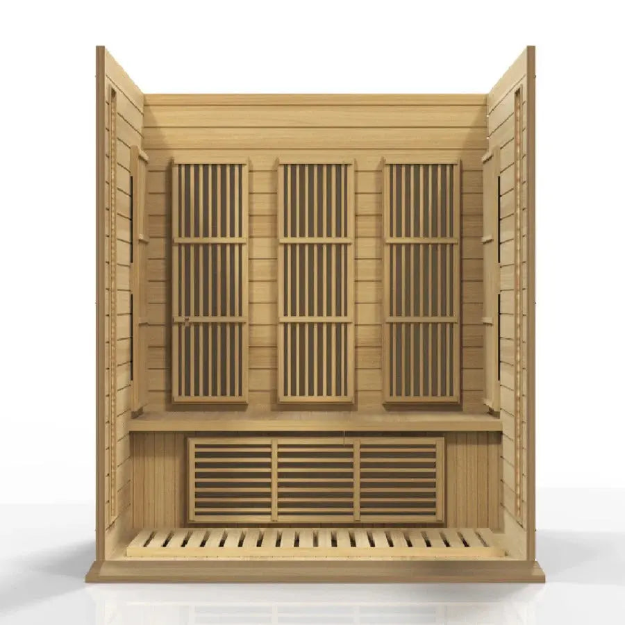 Golden Designs Maxxus 3-Person Low EMF Far Infrared Sauna – Canadian Hemlock