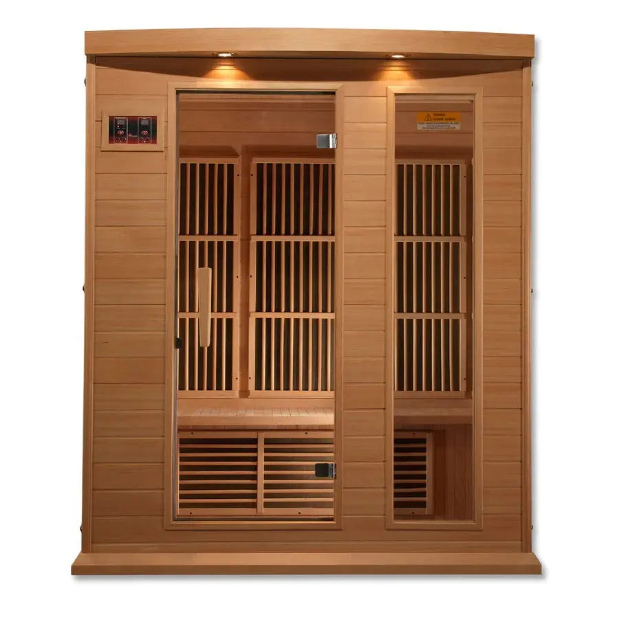 Golden Designs Maxxus 3-Person Low EMF Far Infrared Sauna – Canadian Hemlock