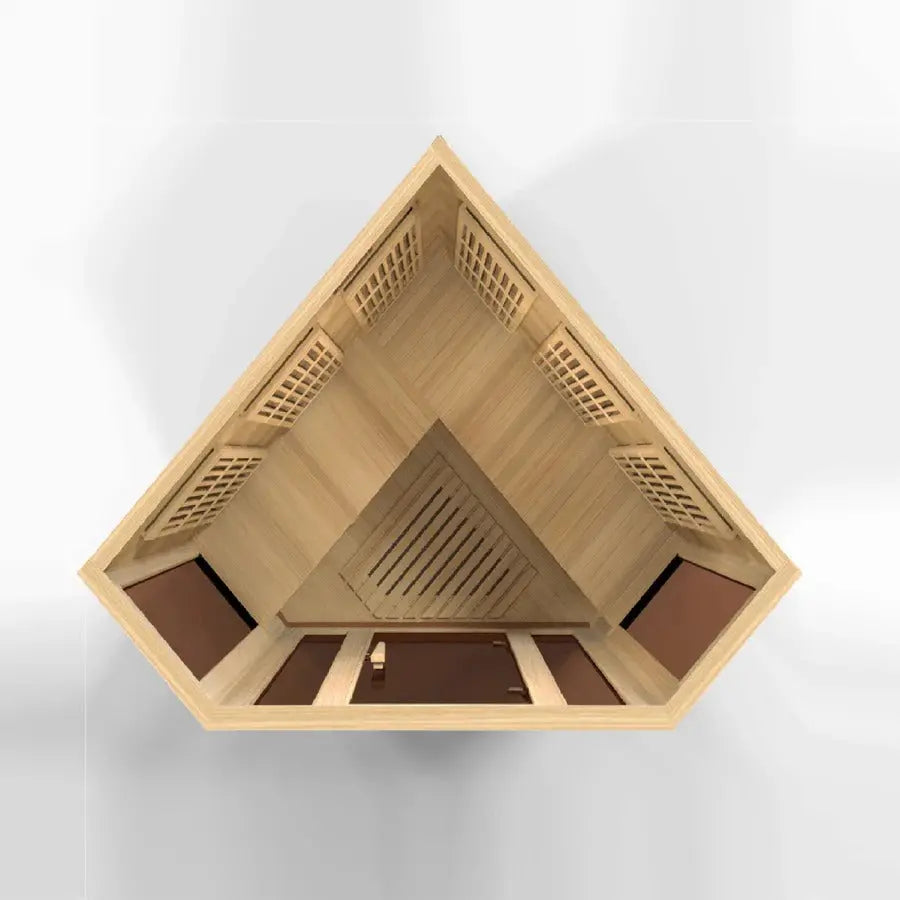 Golden Designs Maxxus 3-Person Corner Low EMF Far Infrared Sauna – Canadian Hemlock