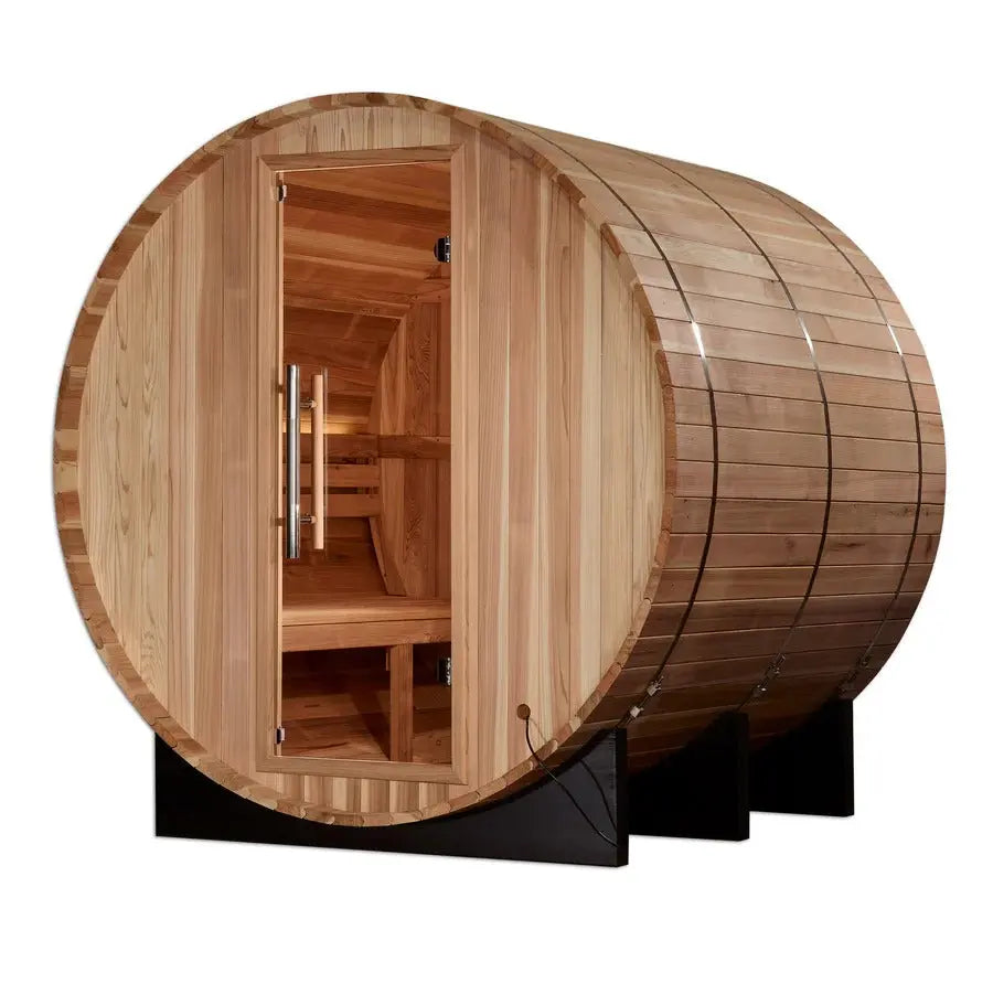 Golden Designs Arosa 4-Person Barrel Traditional Sauna – Pacific Cedar